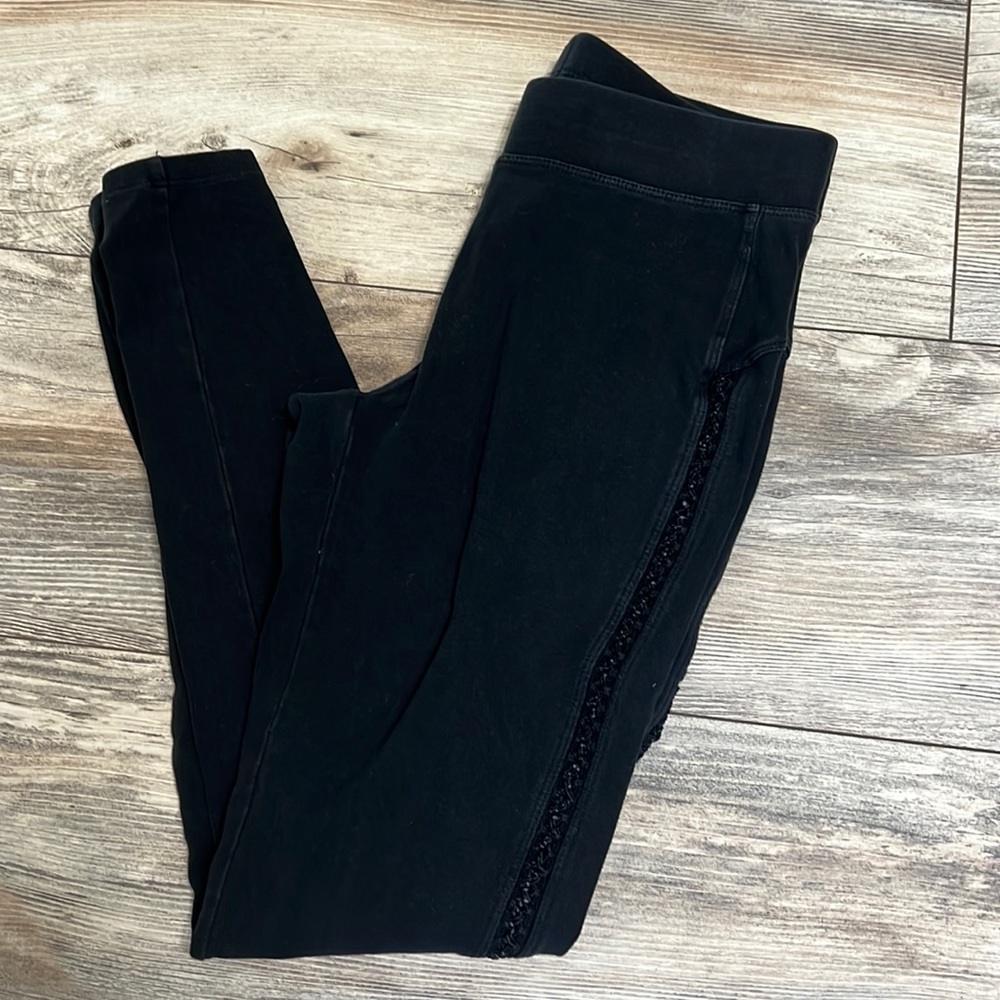 Express Black Leggings with criss cross detail down sides